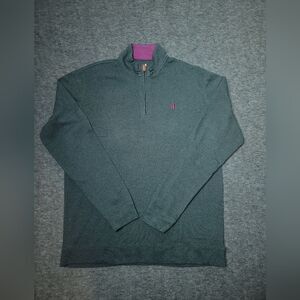 Johnnie O  Sweater Mens Large Green  Quarter Zip With Purple Logo